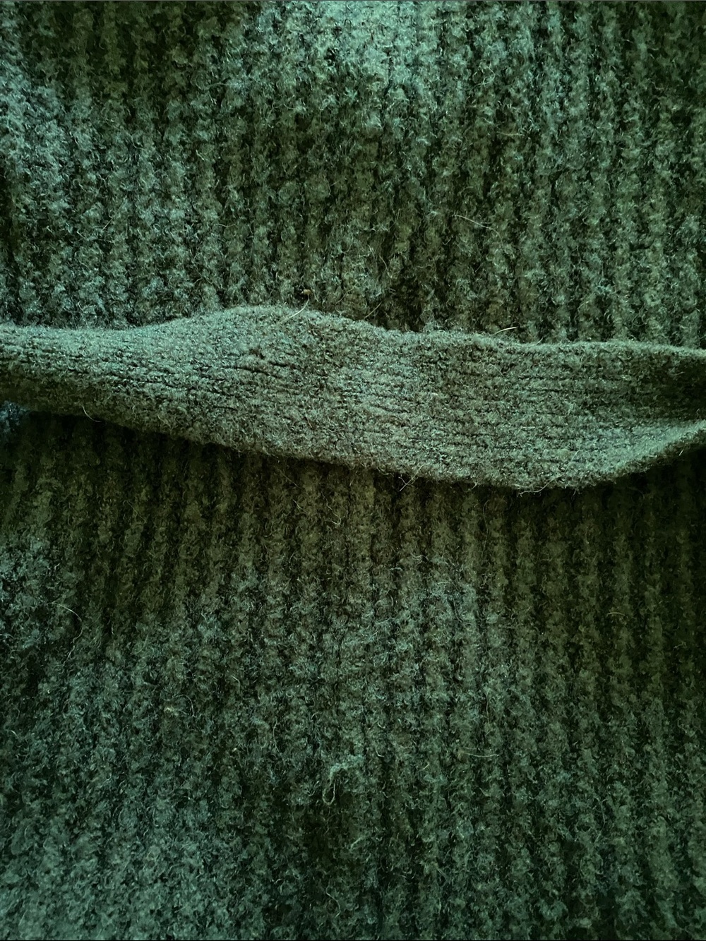 Free People Knit Belted Cardigan Coat Teal / Forest Green wood buttons Medium - Picture 13 of 16